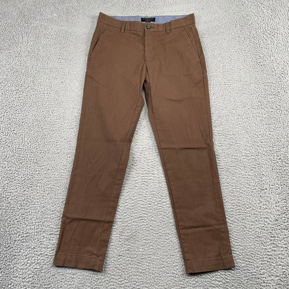 Banana Republic Chino Mens 30x30 Brown Mason Chino Print Athletic Tapered Fit